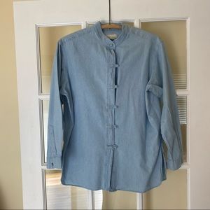 J Jill Button Knot Button Down Top Denim Vintage